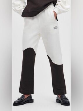 Ganni Wave Isoli Sweatpants High Waist Straight Leg | Cream Graphic Logo | XXS